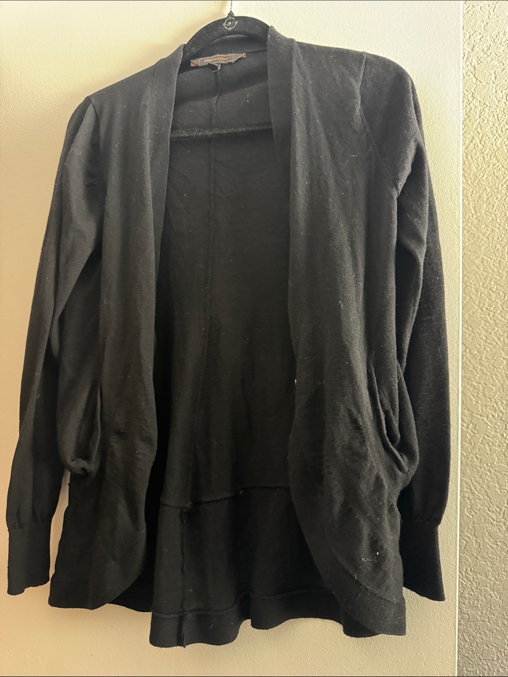 BCBGMaxAzria Black Open-Front Draped Cardigan Jacket